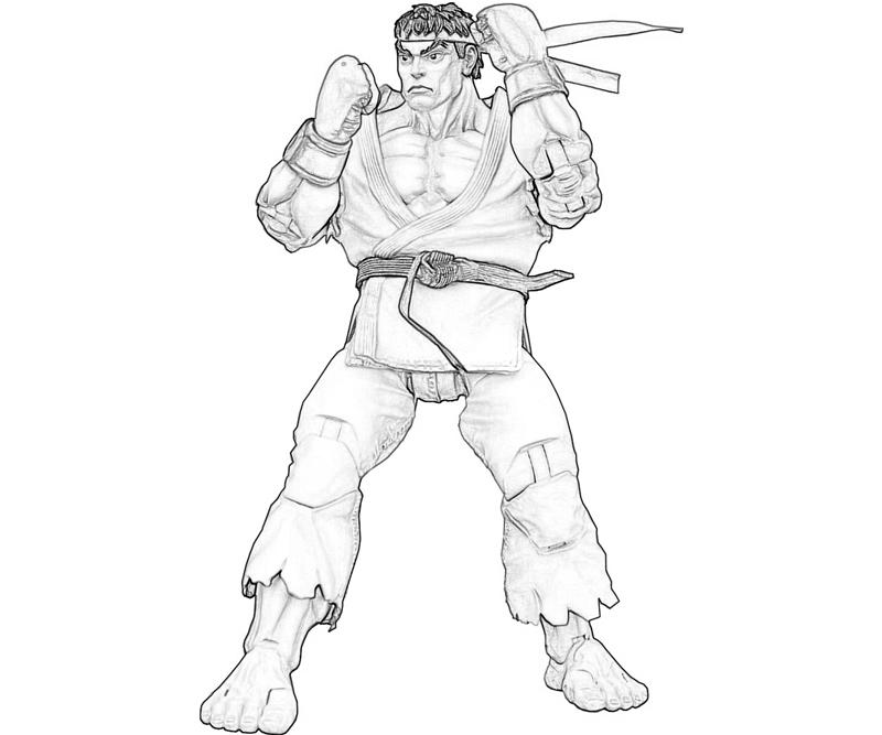 Fighter Street Coloring Ryu Easter Sketch Coloring Page.