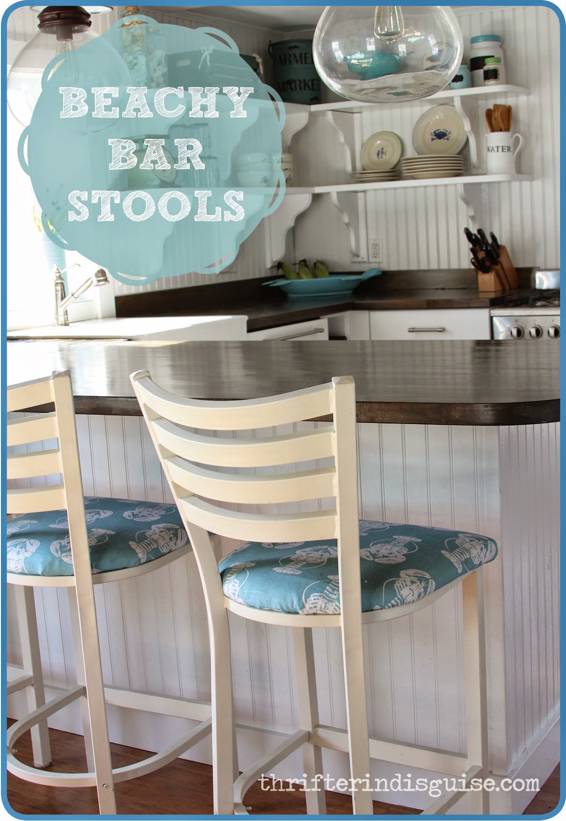 Beachy Looking Bar Stools a thrifter in disguise diy custom wood cape cod style Beachy Looking Bar Stools a thrifter in disguise diy custom wood cape cod style