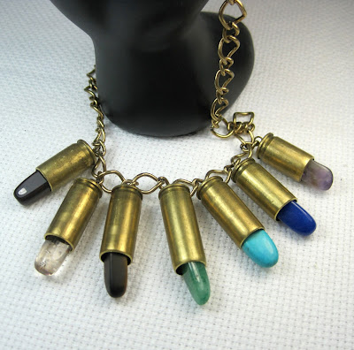 Bullet Chakra Necklace Rainbow Bullet Casing Necklace