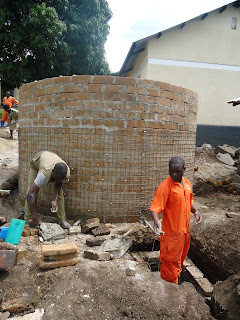 An Interlocking brick made water tank at Kansenene P/S in Katara