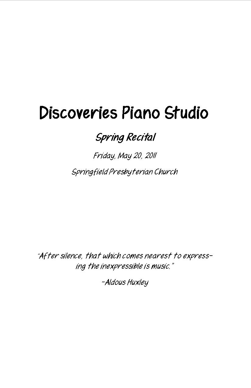 discoveries piano studio recital week designing the recital program recital program format