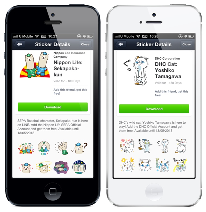 Nippon Life Sekapakakun and DHC Cat Yoshiko Tamagawa line stickers