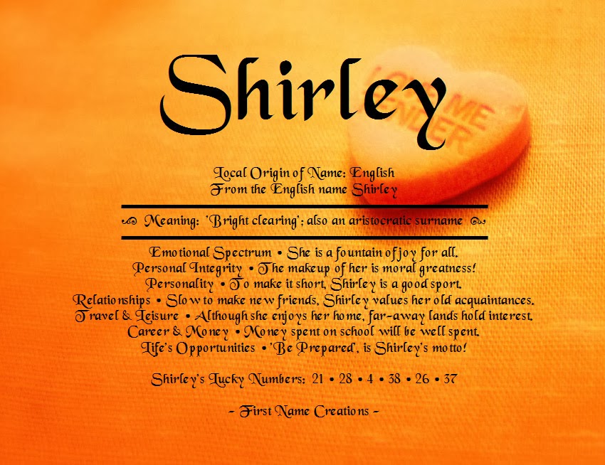 Shirley Names with meaning, Names, Meant to be
