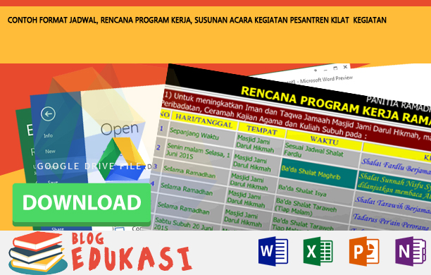 CONTOH FORMAT JADWAL, RENCANA PROGRAM KERJA, SUSUNAN ACARA