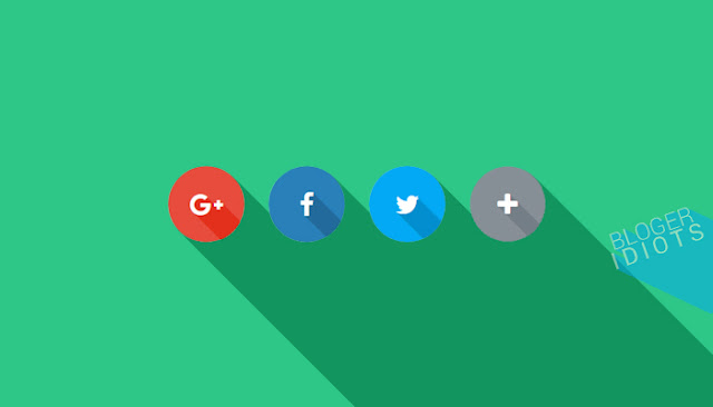 Cara memasang sosial share button dengan gaya flat UI responsive - Material design