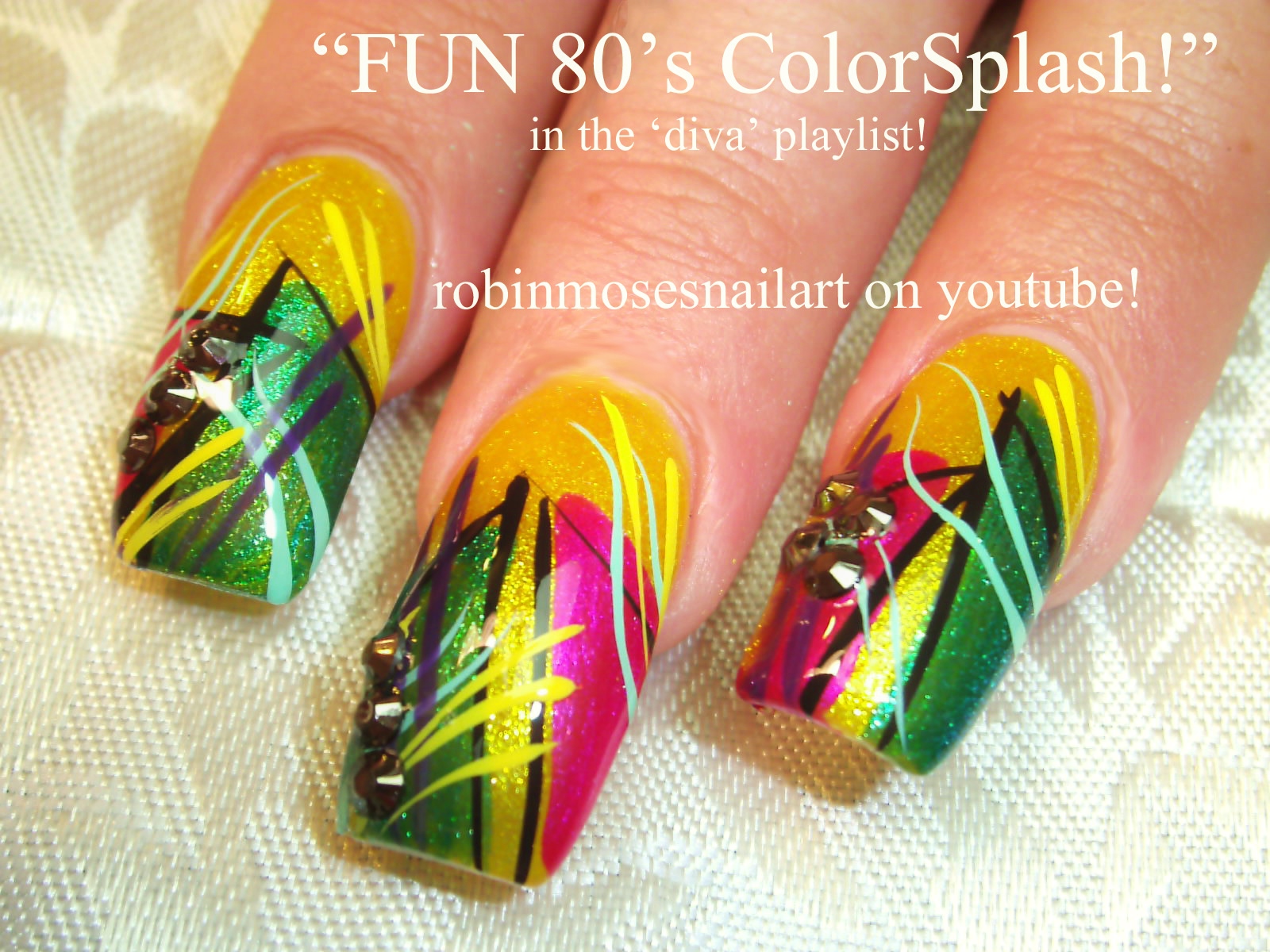 80s feather art nail