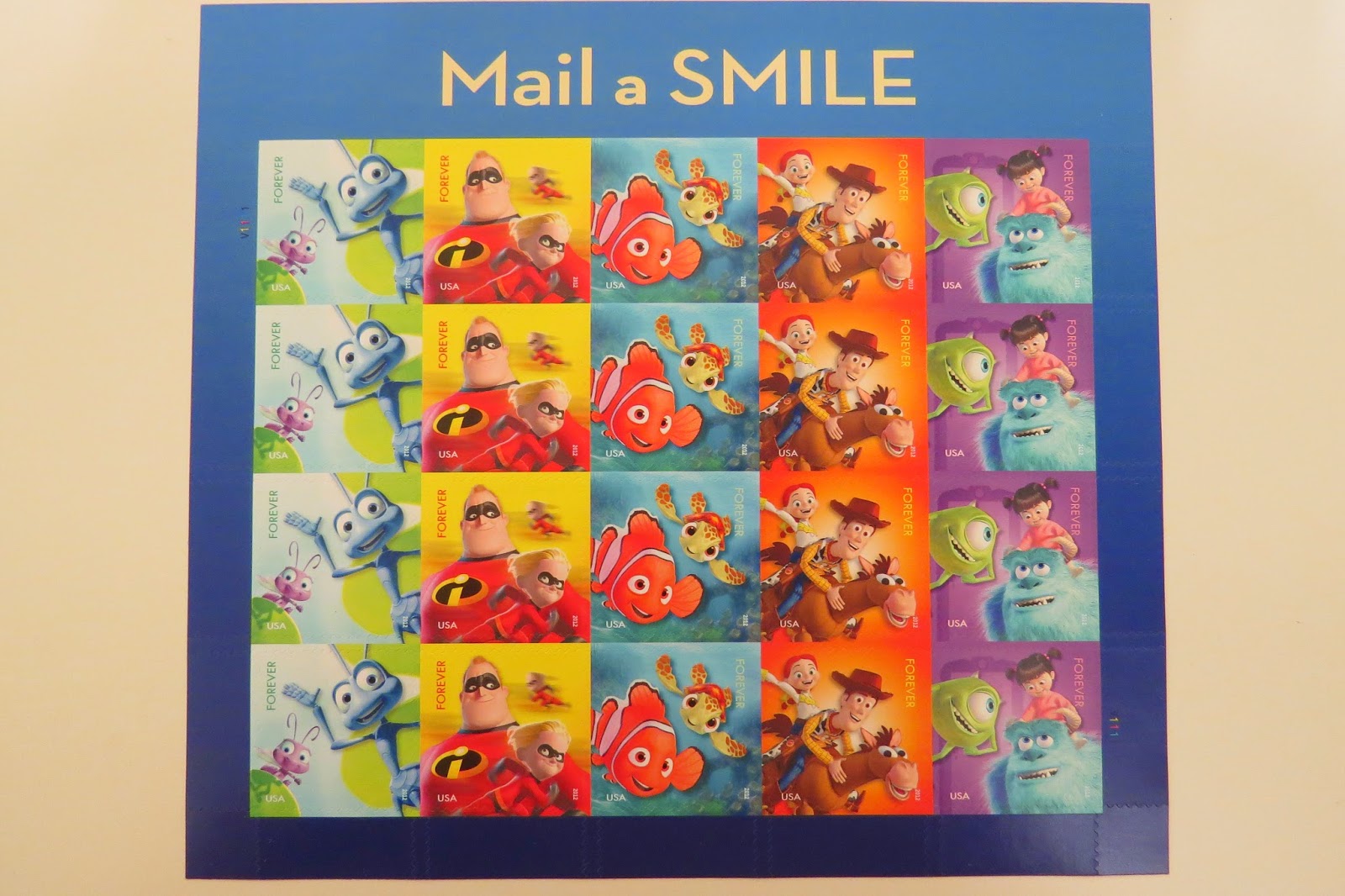 MailaSmile, Disney•Pixar Stamps USPS Forever Stamps It has grown