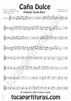 Tubescore Sweet Cane by JJ Salas Perez and Jose Daniel Zuñiga for Flute and Recorder Sheet Music Puerto Rico popular song Music Score