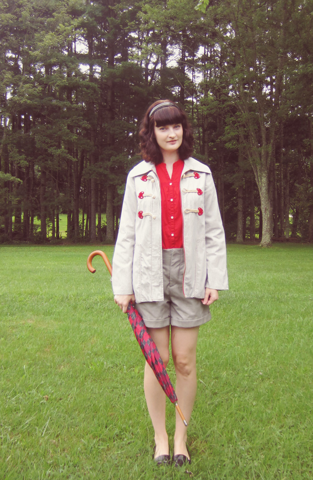 Plaid umbrella, Dainty June duffle coat Plaid umbrella, Dainty June duffle coat