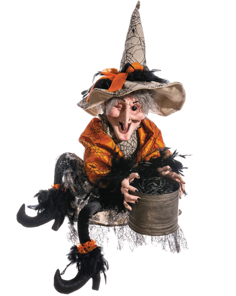 ALLSTATE 'Witch With Bucket Of Spiders' Decoration