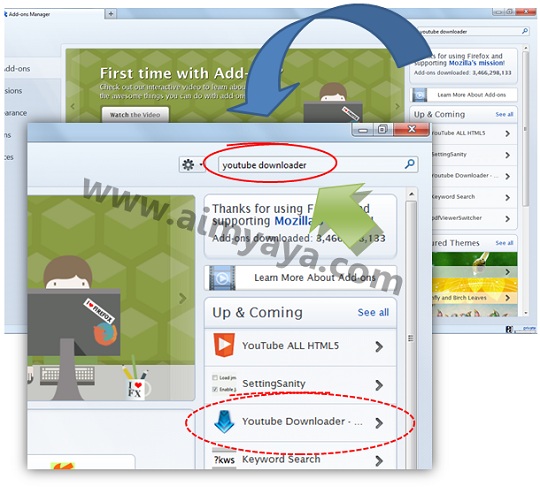 Contoh cara add-ons untuk download video youtube di Mozilla Firefox Gambar: Contoh cara add-ons untuk download video youtube di Mozilla Firefox