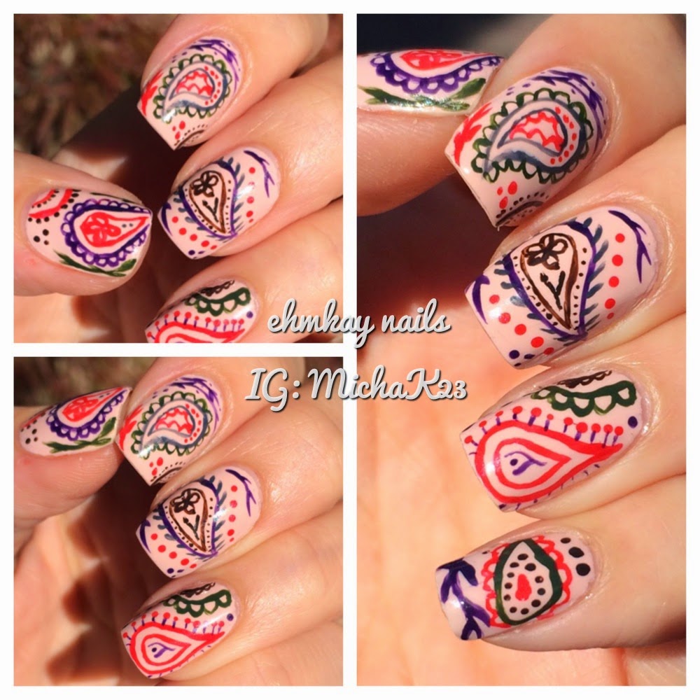 ehmkay nails Handpainted Paisley Nail Art with Jessica Autumn in New