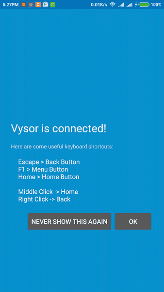 Vysor connected Vysor connected