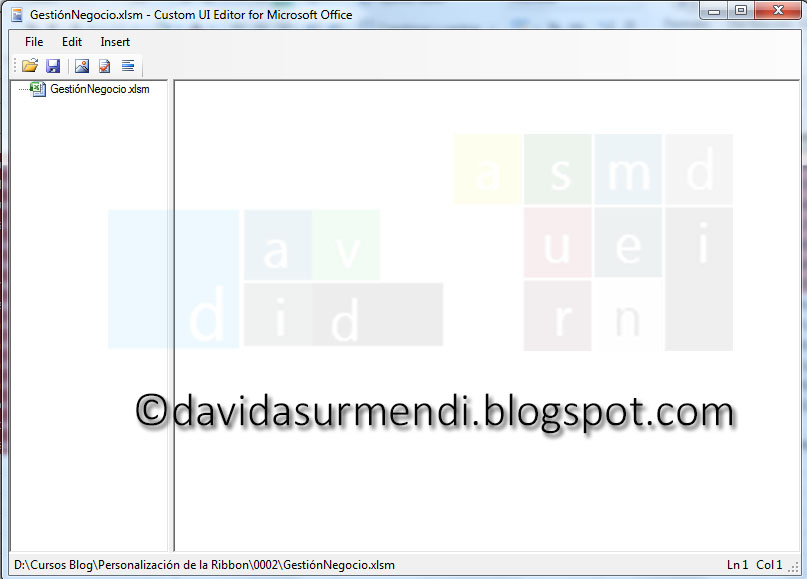 Custom UI Editor con el documento abierto Custom UI Editor con el documento abierto