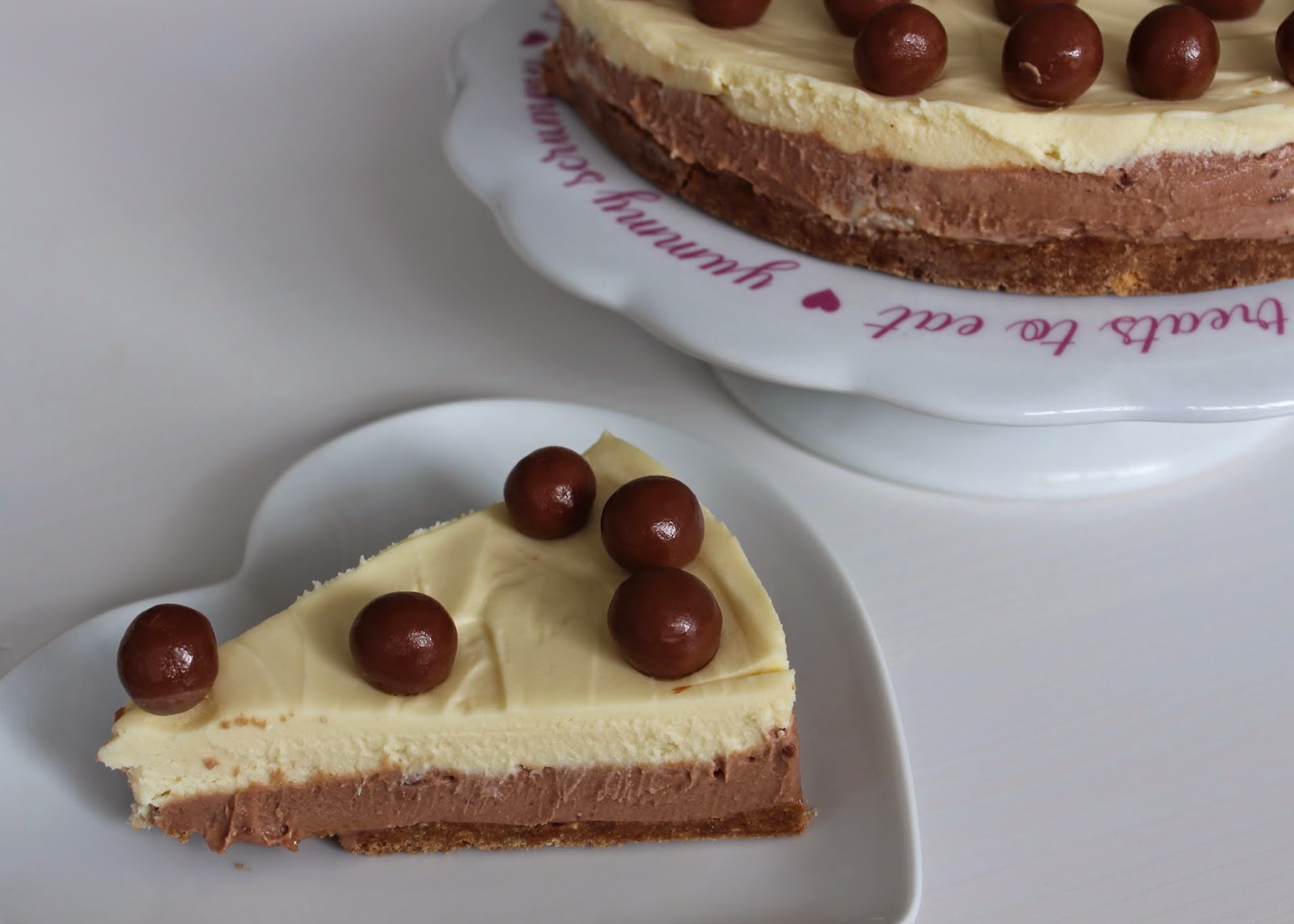 Easy, no-bake milk and white chocolate Malteser cheesecake recipe