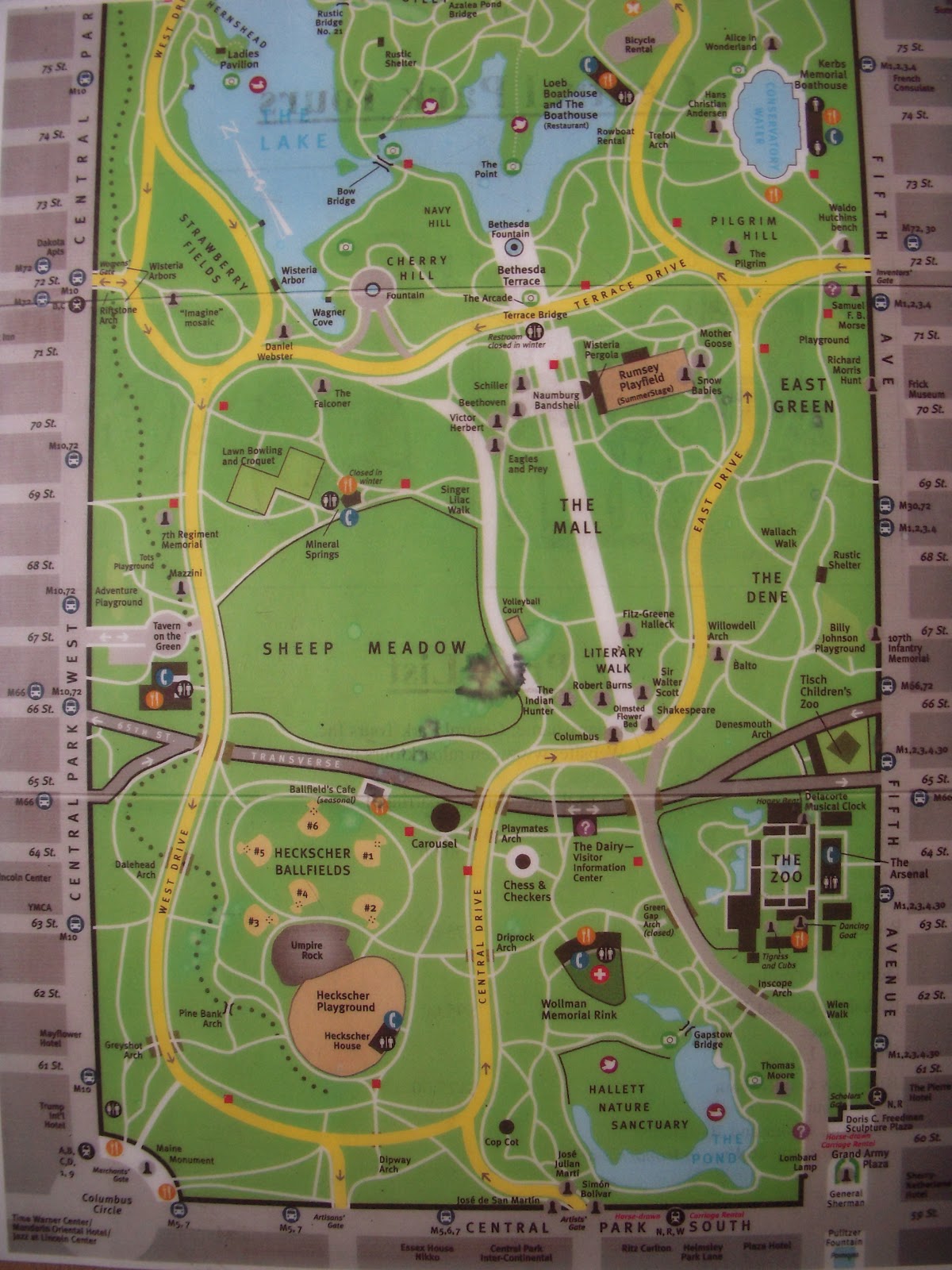 Central Park Map Map of Central Park