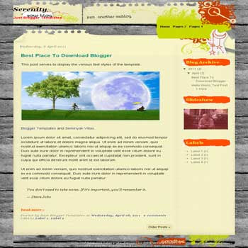 Serenity Blogger Template. blogger template from wordpress theme.
