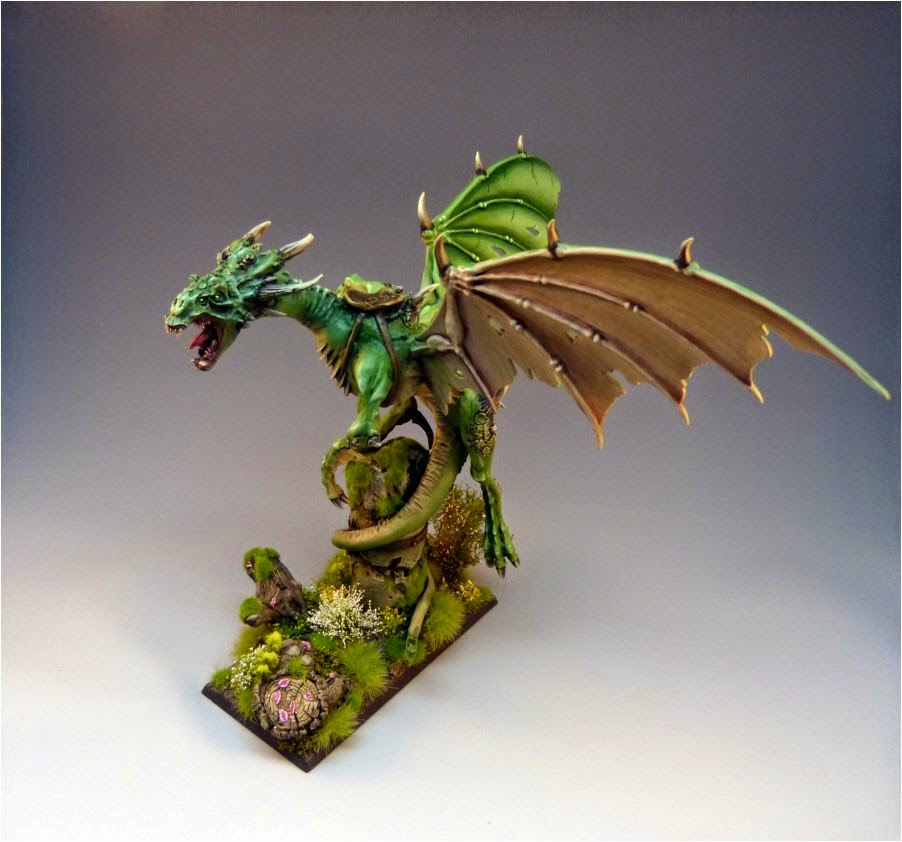 Wood Elves Glade Lord on Forest Dragon finished