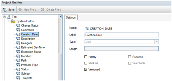 View of Fields in Project Entities ALM View of Fields in Project Entities ALM