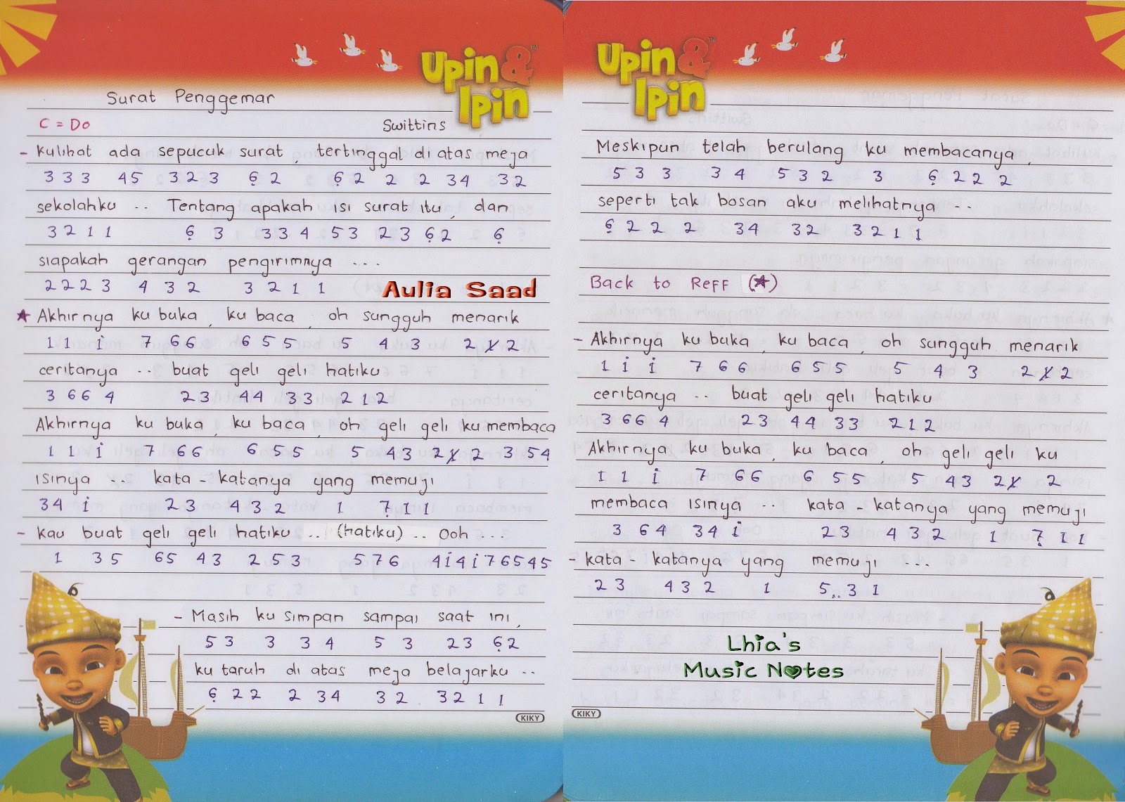 not lagu Winxs &amp; Swittins Lhia�s Music Notes