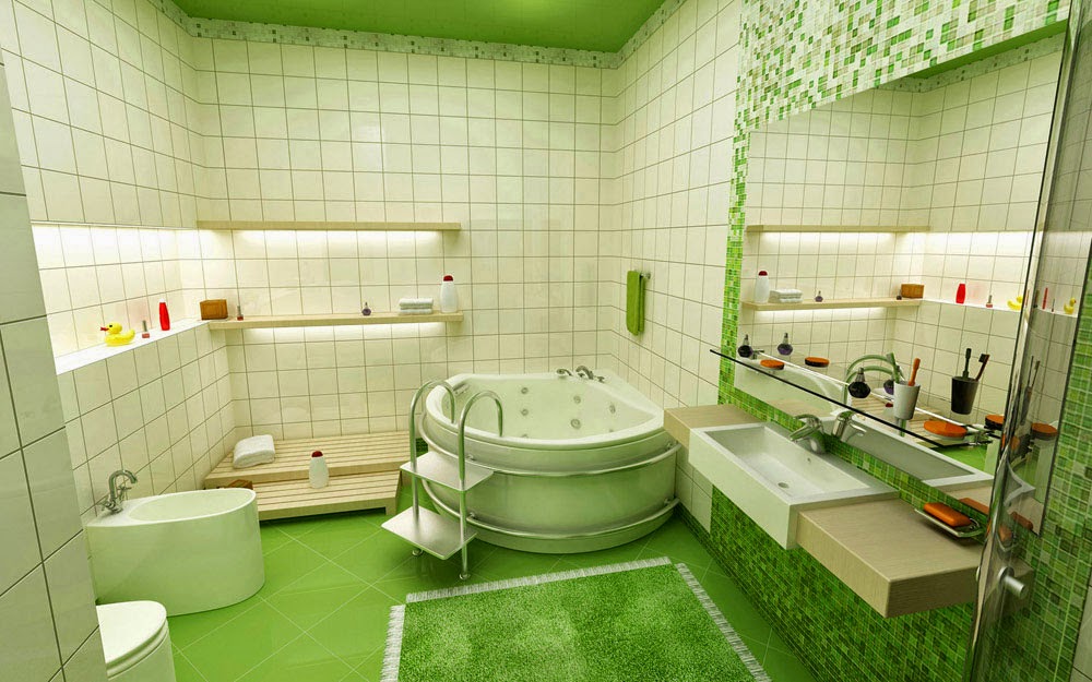 ديكور حمامات باللون الأخضر