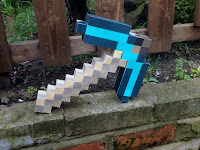 Life sized diamond pickaxe create your own Minecraft life sized pickaxe