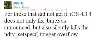 Untethered Jailbreak iOS 4.3.4 (Windows PC or Mac) Can't be Done Because ndrv_setspec has Killed