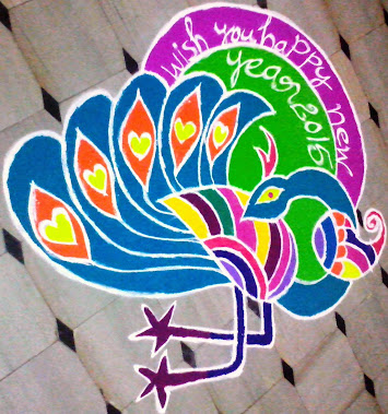 New Year 2015 -Colorful Peacock Rangoli