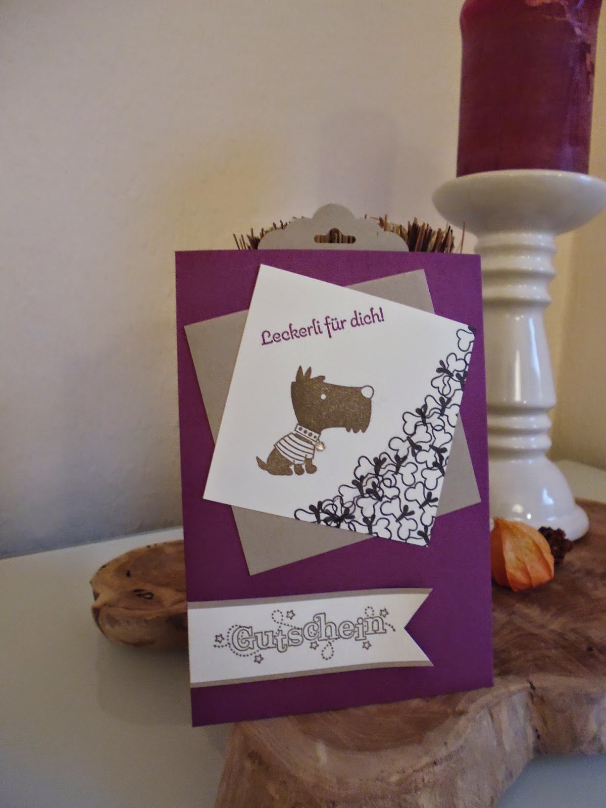 Stampin Up Ziehkarte auf den Hund gekommen Natürlich Hund der Geschenkgutschein