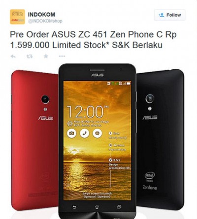 ASUS Zenfone C Telah Buka Pre-Order di Indonesia ASUS Zenfone C Telah Buka Pre-Order di Indonesia