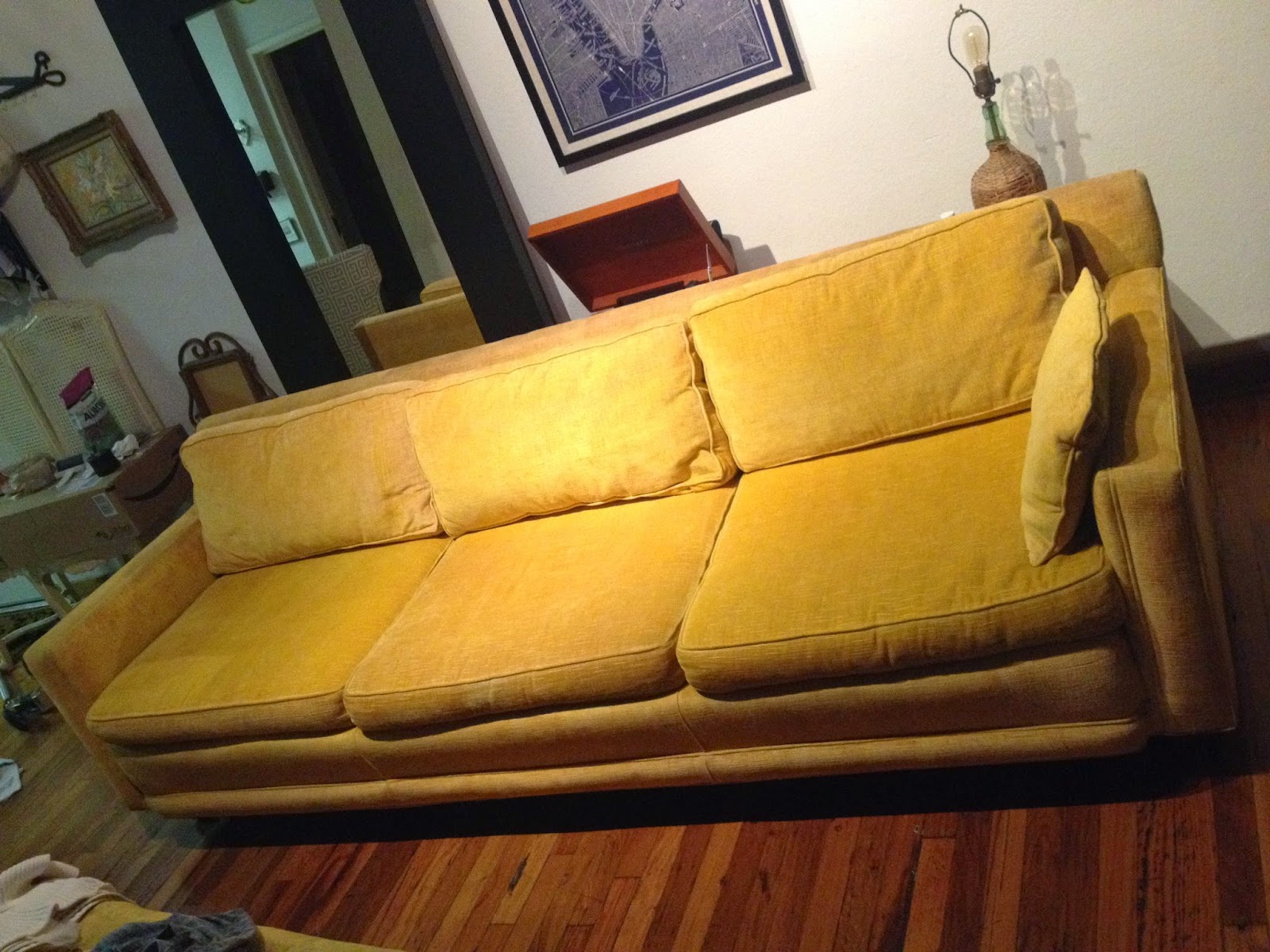 Revamp 1960's Vintage Yellow Couch by Marge Carson