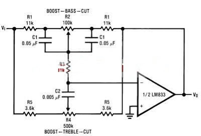 Tone Control Circuit Designed using LM833