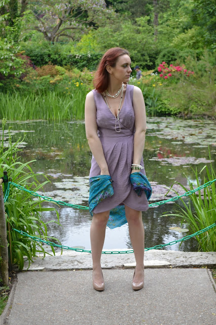 Giverny Monet's Garden pastel iridescent lilac dress lily pond