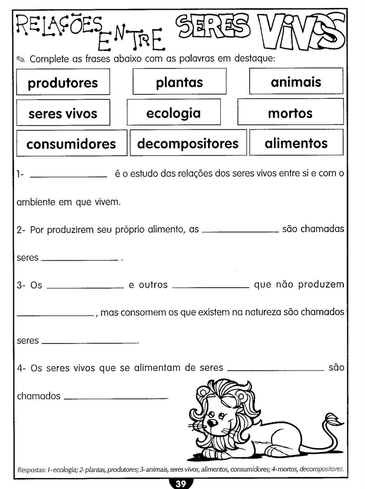 ATIVIDADES DE CIÊNCIAS 4° ANO ALFABETIZAÇÃO DIVERTIDA 9 ANOS IV