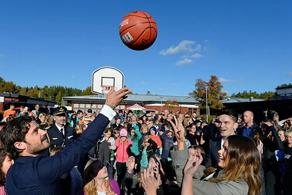 Prince Carl Philip and Princess Sofia of Sweden attended the opening of "Sports Without Borders" activities in a school in Norrtalje