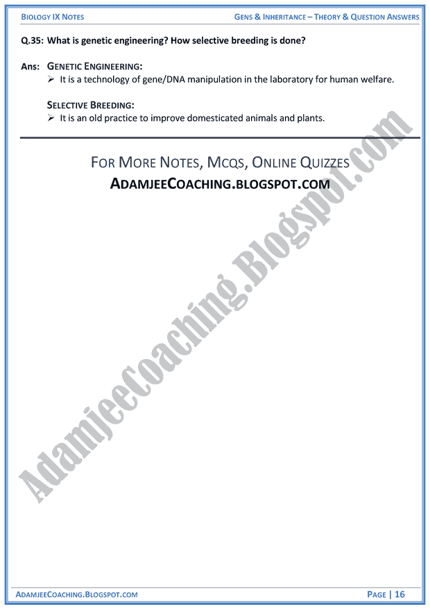 Genes-and-Inheritance-theory-notes-and-question-answers-biology-notes-for-class-9th