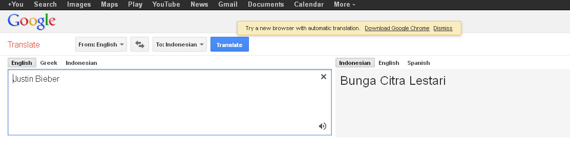 Google Terjemahan Dalam Bahasa Inggris