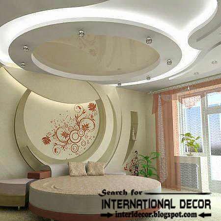 Modern pop false ceiling designs for bedroom 2015, LED lighting tray ceiling