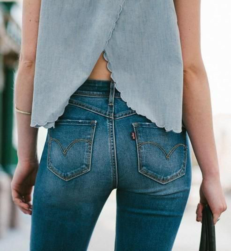 Levis denim, open back scalloped top Levis denim, open back scalloped top