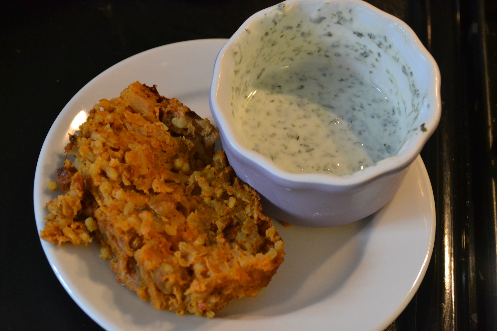 Real Slim Jadey Slimming World Onion Bhaji Loaf with Yoghurt and Mint Dip