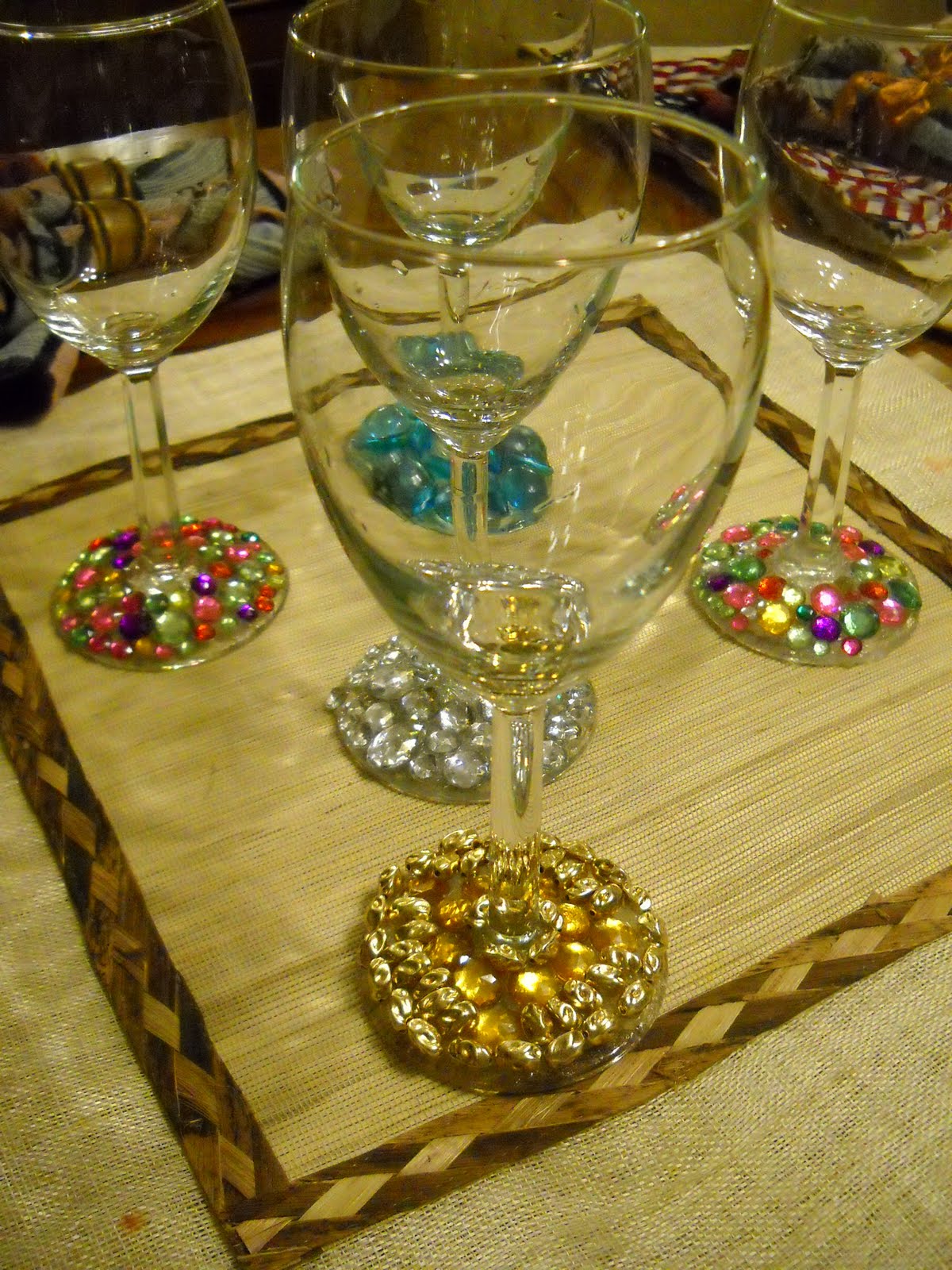 Linda's Life Journal Jeweled Wine Glasses