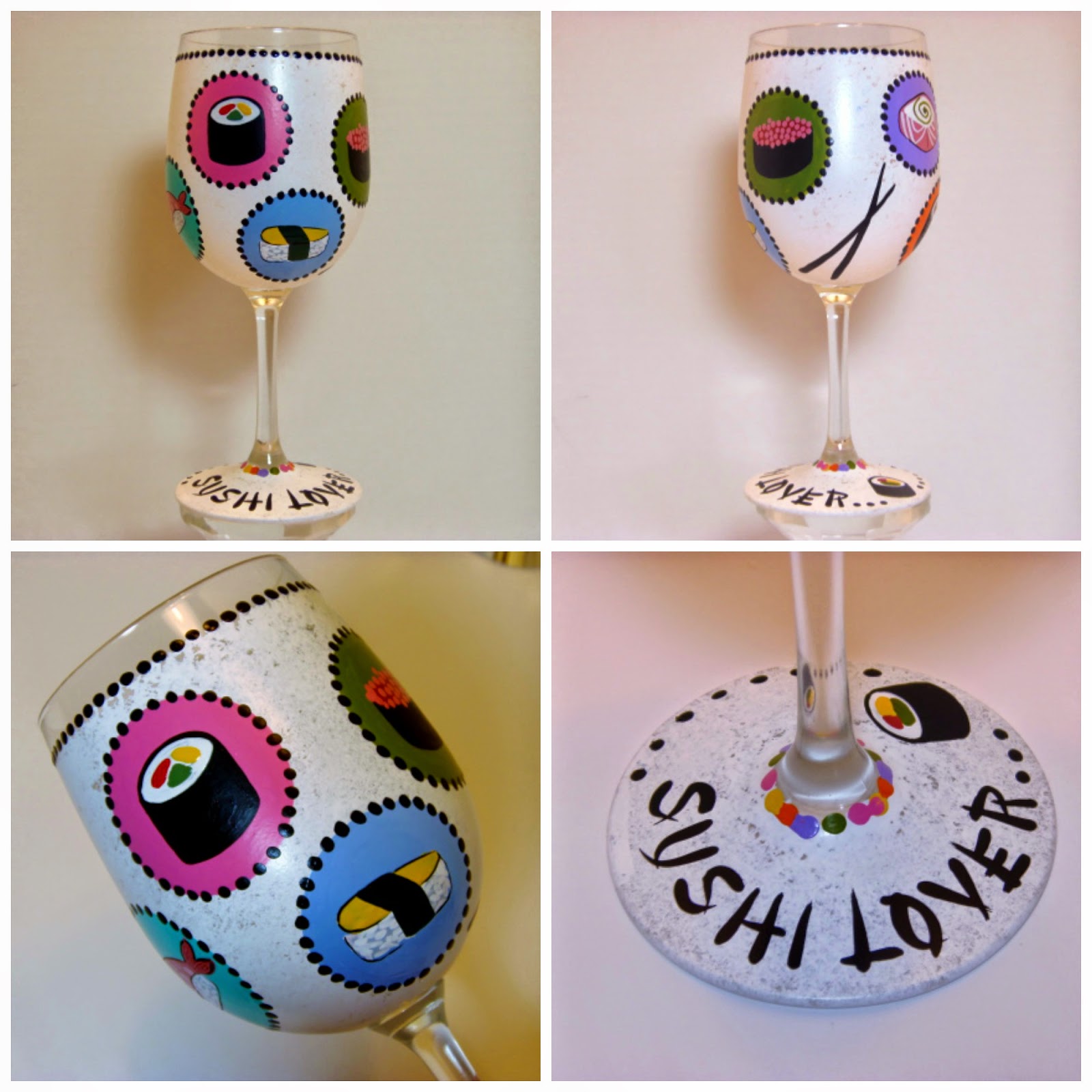 Sushi lovers wine glass Sushi Lovers painted wine glass via kudoskitchenbyrenee.com