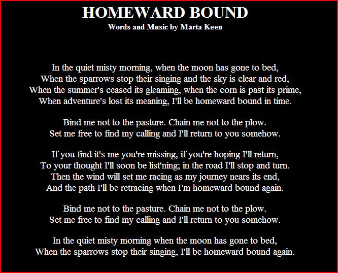 homeward bound in time lyrics