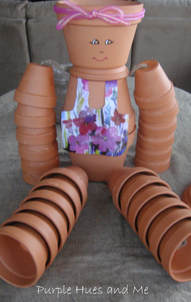 Purple Hues and Me Terra Cotta Flower Pot Girl