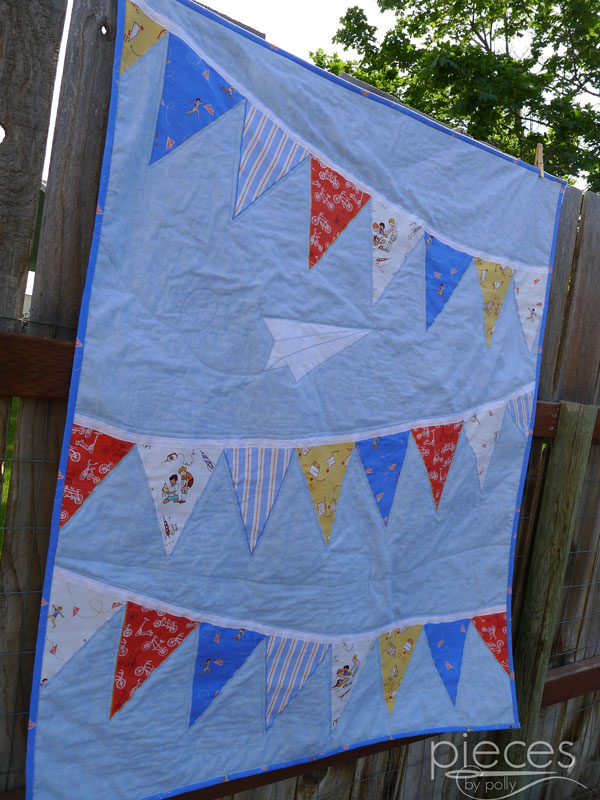 Pieces by Polly Paper Airplane and Bunting Baby Boy Quilt