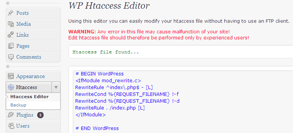 WP Htaccess Editor
