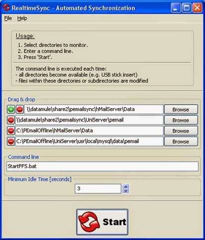 FreeFileSync Realtime Synchronize Setting