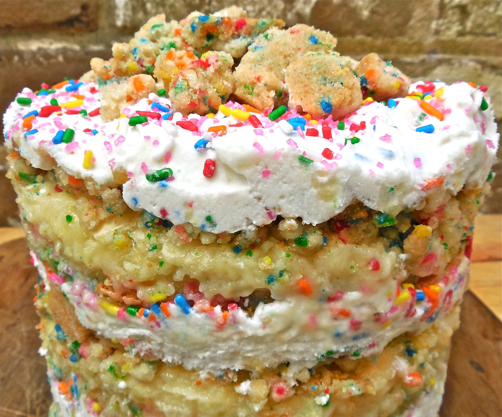 Haute + Heirloom “Momofuku Style” Gooey Butter Funfetti Layer Cake