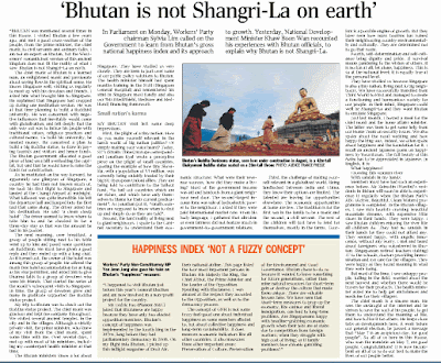 Blogging for Myself: Happiness: Bhutan vs Singapore