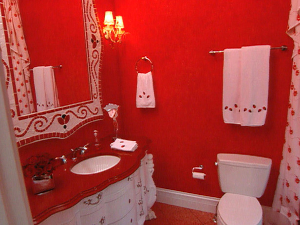 Decoracion de baño en color rojo ~ dikidu.com